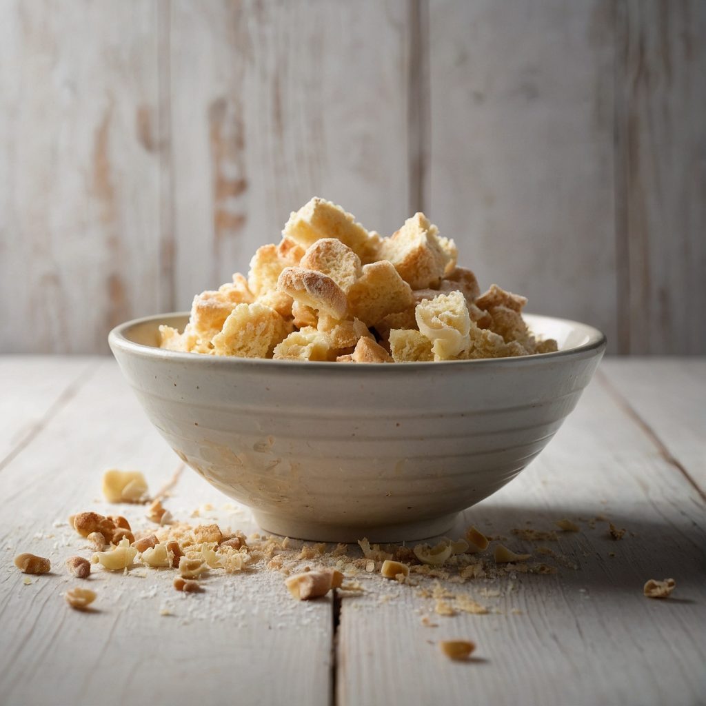 This image shows the process of crumbling the cake into a bowl for making cake pops.