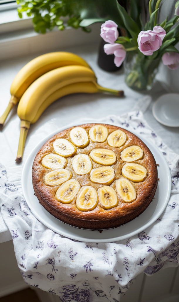 this image showcase the prepared Banana Cake