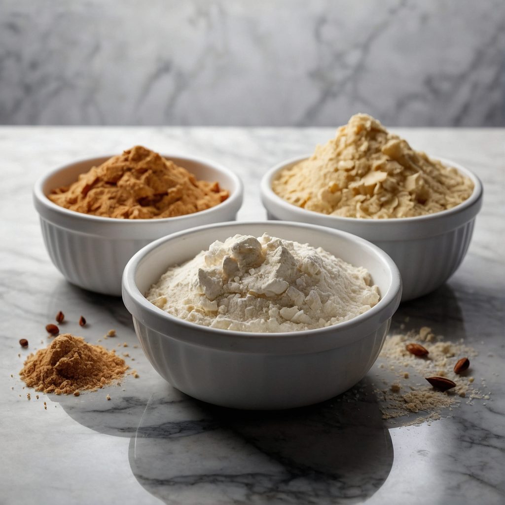 This image shows the dry ingredients used in Eggless Vanilla Cake.