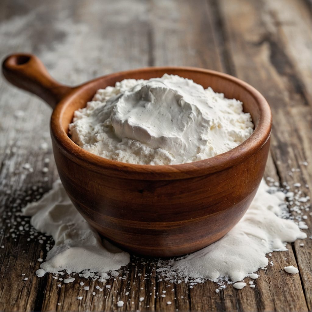 This image shows the process of mixing baking soda with curd mixture.