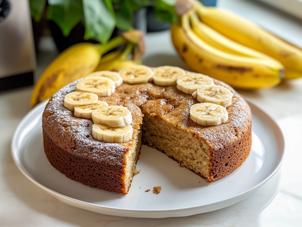 this image shows the final recipe of banana cake