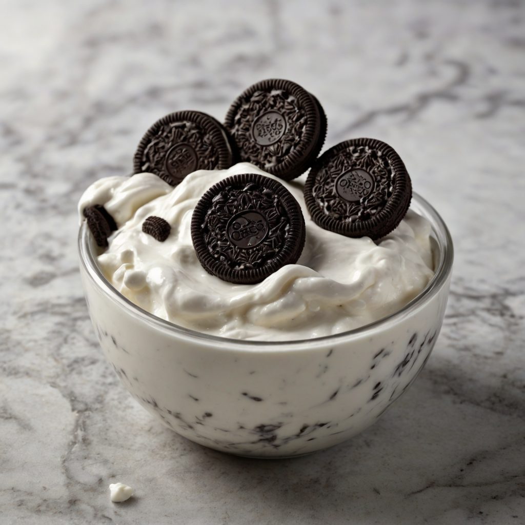 this image shows that some Oreos placing in the heavy whipping cream