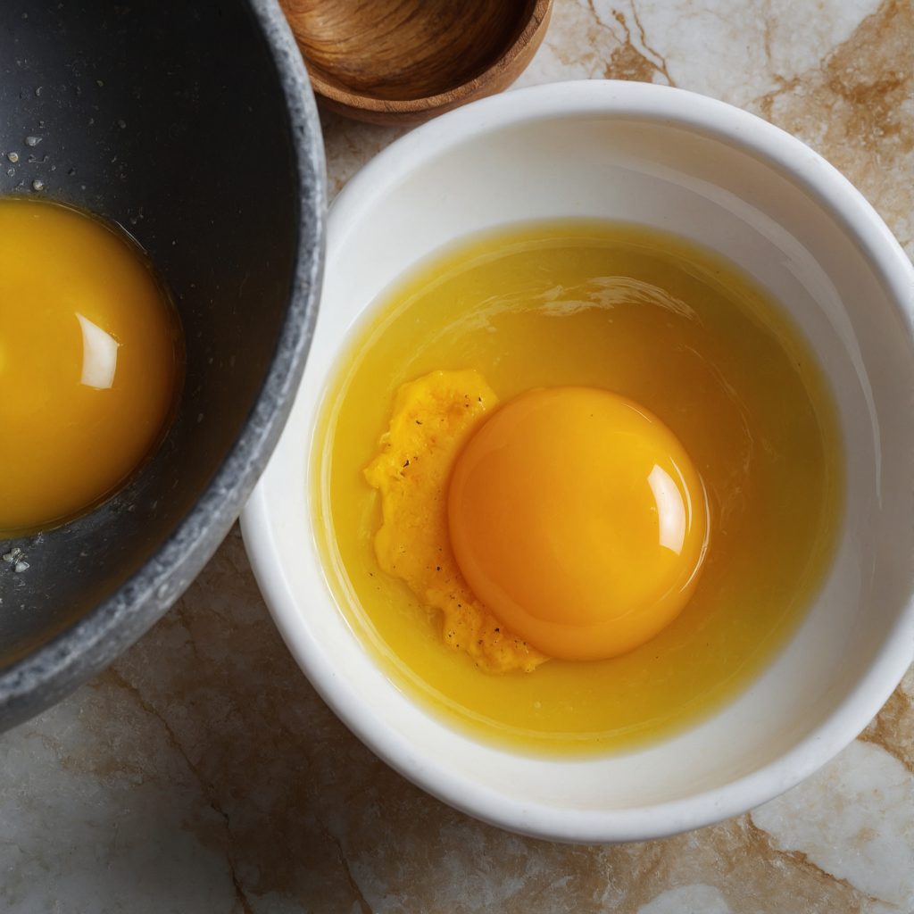 this image shows the adding of vegetable oil into the egg yolk mixture